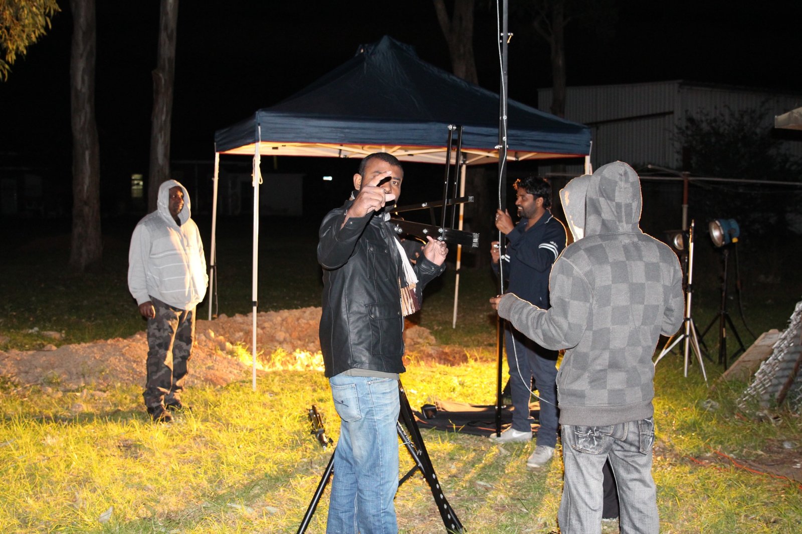 Film lighting setup at night