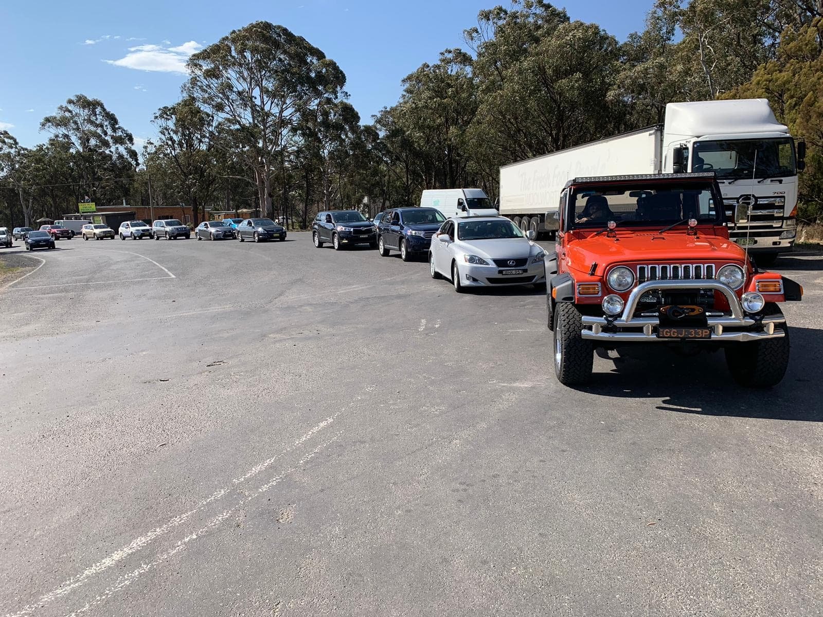 Vehicles prepared for a film scene
